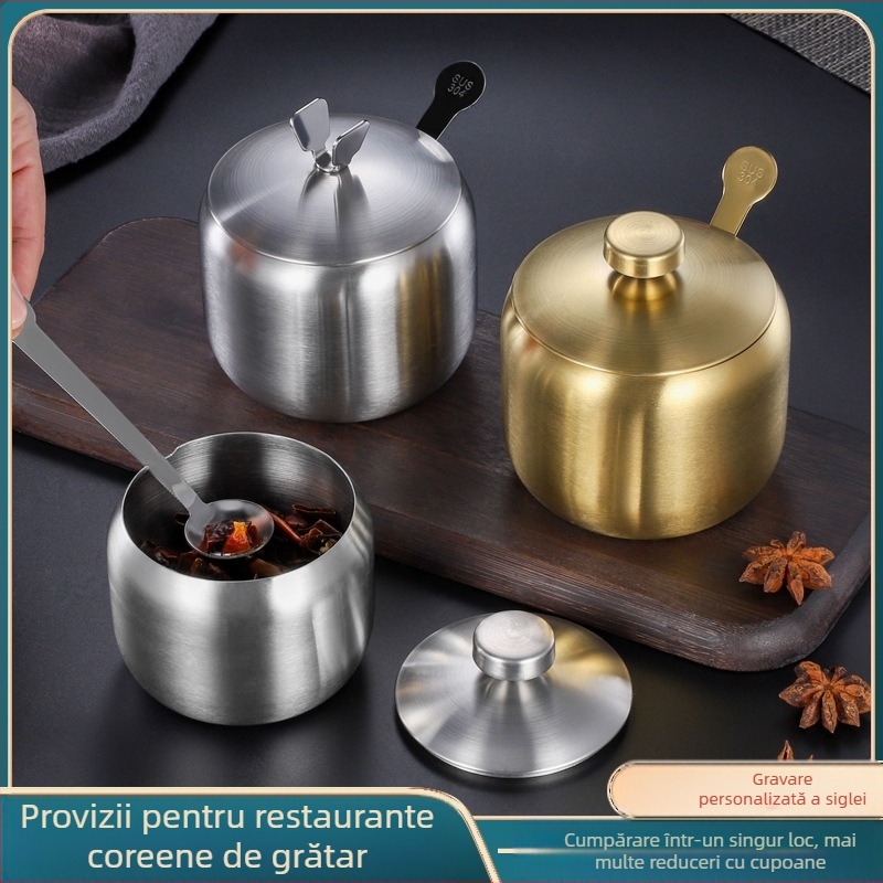 Rezervor de condimente bucătărie uz casnic 304 oțel inoxidabil rezervor de condimente unic comercial restaurant rezervor de ulei de chili rezervor de sare cutie de condimente