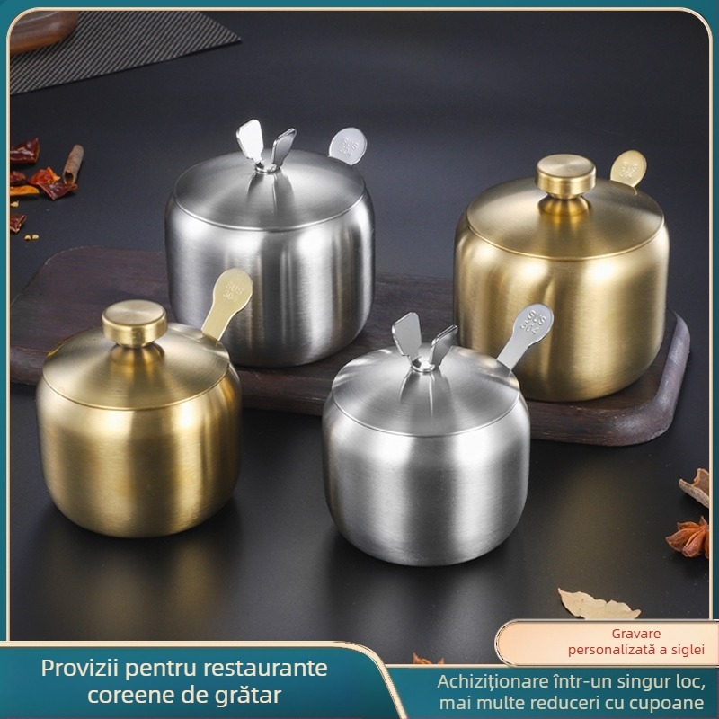 Rezervor de condimente bucătărie uz casnic 304 oțel inoxidabil rezervor de condimente unic comercial restaurant rezervor de ulei de chili rezervor de sare cutie de condimente