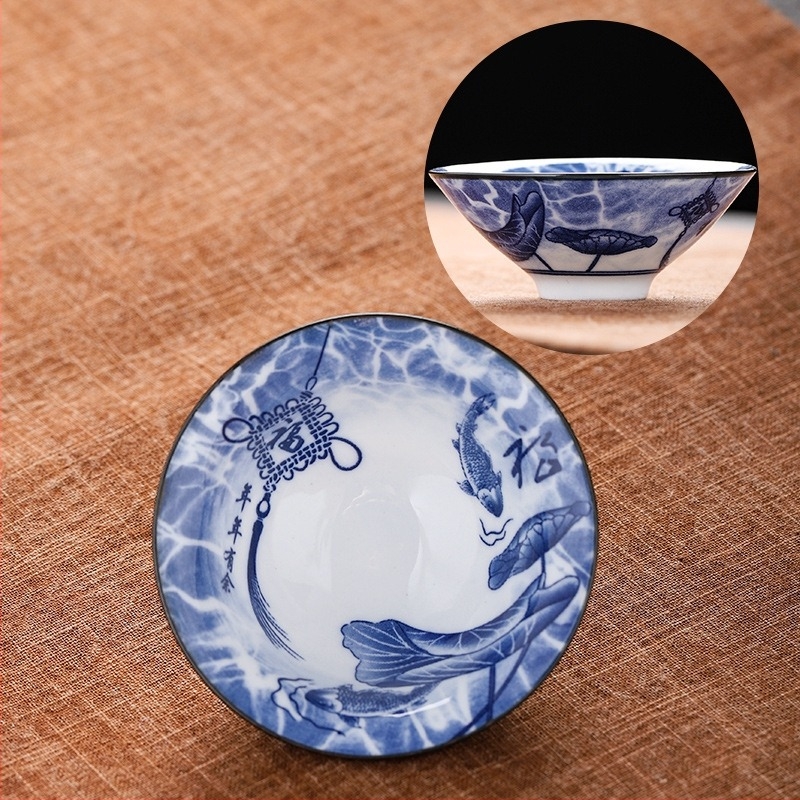 Ceașcă de ceai din porțelan albastru și alb, ceramică kung fu, ceașcă mică de ceai, ceașcă individuală, set de ceai, ceașcă de ceai, costum de ceai, bol de ceai, ceașcă de ceai