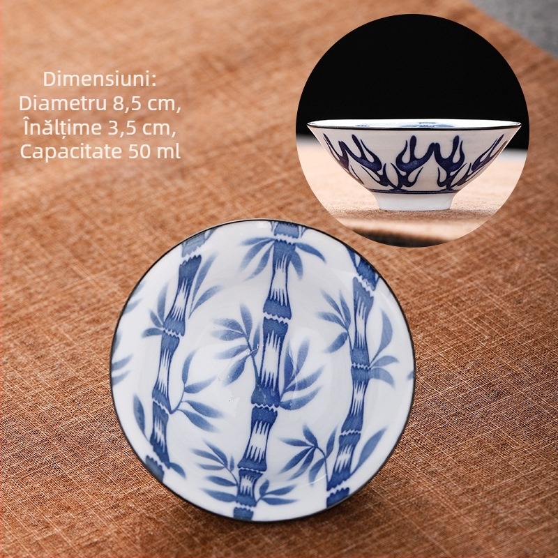 Ceașcă de ceai din porțelan albastru și alb, ceramică kung fu, ceașcă mică de ceai, ceașcă individuală, set de ceai, ceașcă de ceai, costum de ceai, bol de ceai, ceașcă de ceai