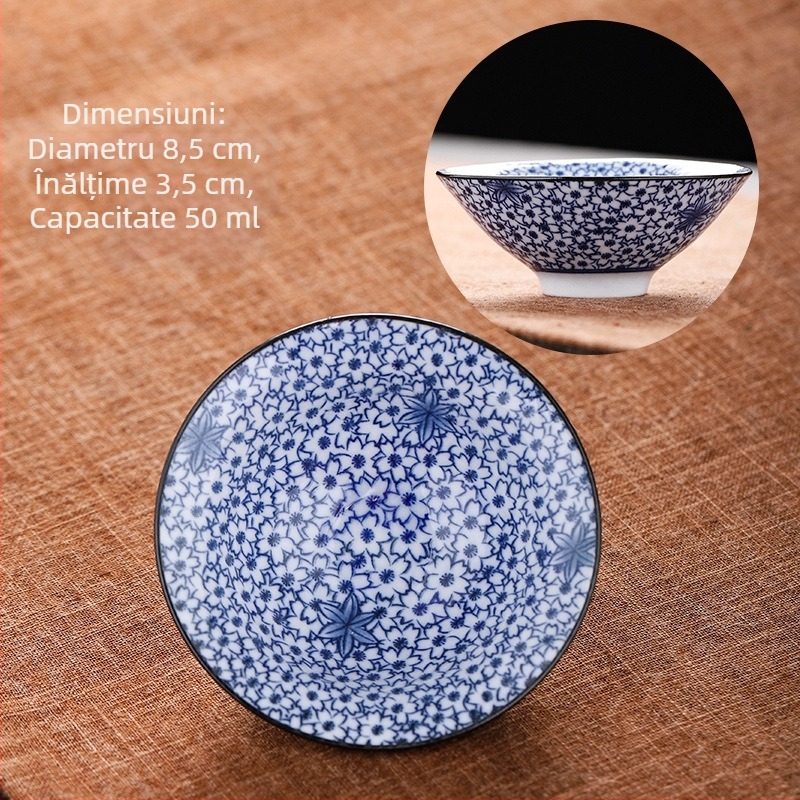 Ceașcă de ceai din porțelan albastru și alb, ceramică kung fu, ceașcă mică de ceai, ceașcă individuală, set de ceai, ceașcă de ceai, costum de ceai, bol de ceai, ceașcă de ceai