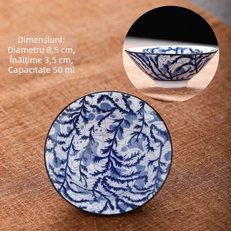 Ceașcă de ceai din porțelan albastru și alb, ceramică kung fu, ceașcă mică de ceai, ceașcă individuală, set de ceai, ceașcă de ceai, costum de ceai, bol de ceai, ceașcă de ceai