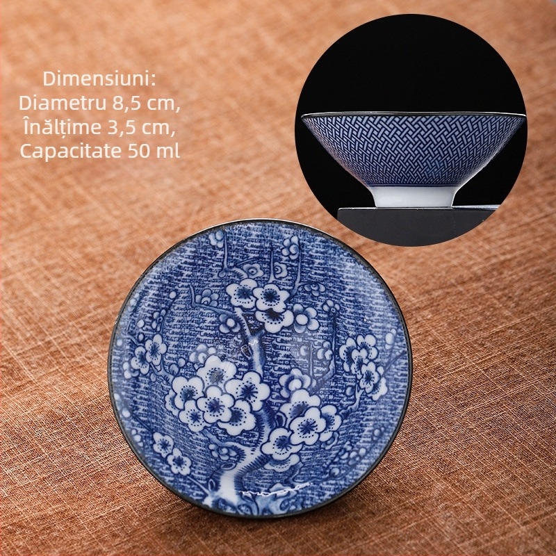 Ceașcă de ceai din porțelan albastru și alb, ceramică kung fu, ceașcă mică de ceai, ceașcă individuală, set de ceai, ceașcă de ceai, costum de ceai, bol de ceai, ceașcă de ceai