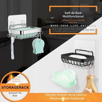 Suport de săpun din oțel inoxidabil 304, fără perforații, tavă fără urme, suport de săpun cu un singur strat, montat pe perete pentru toaletă, livrare directă