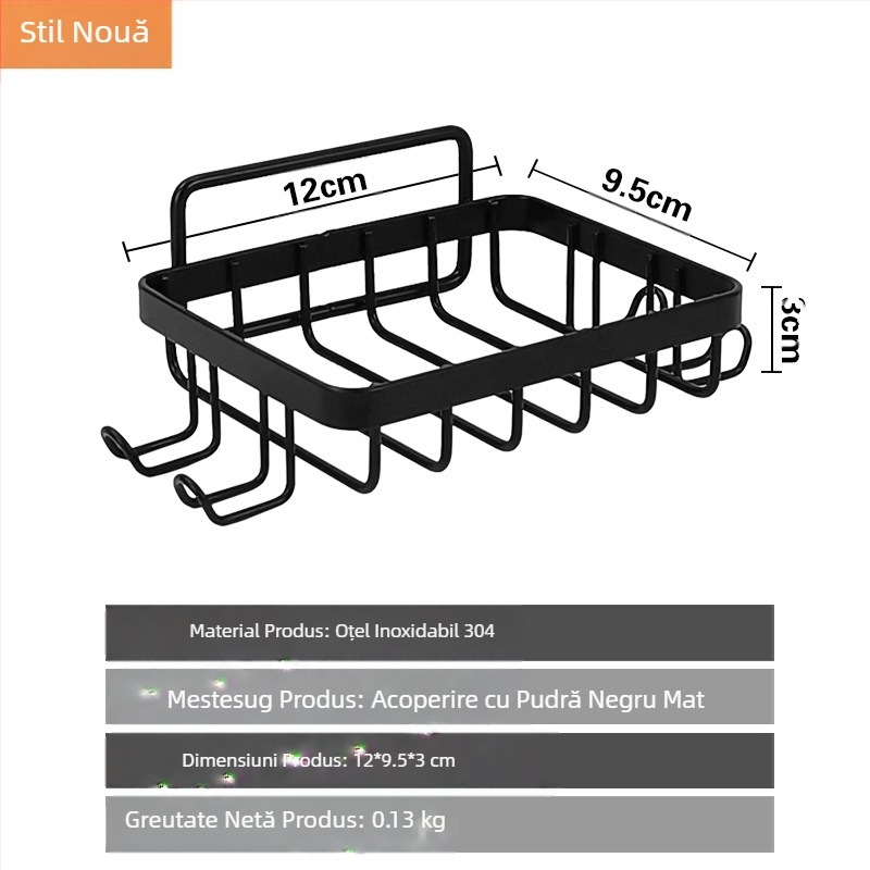 Suport de săpun din oțel inoxidabil 304, fără perforații, tavă fără urme, suport de săpun cu un singur strat, montat pe perete pentru toaletă, livrare directă