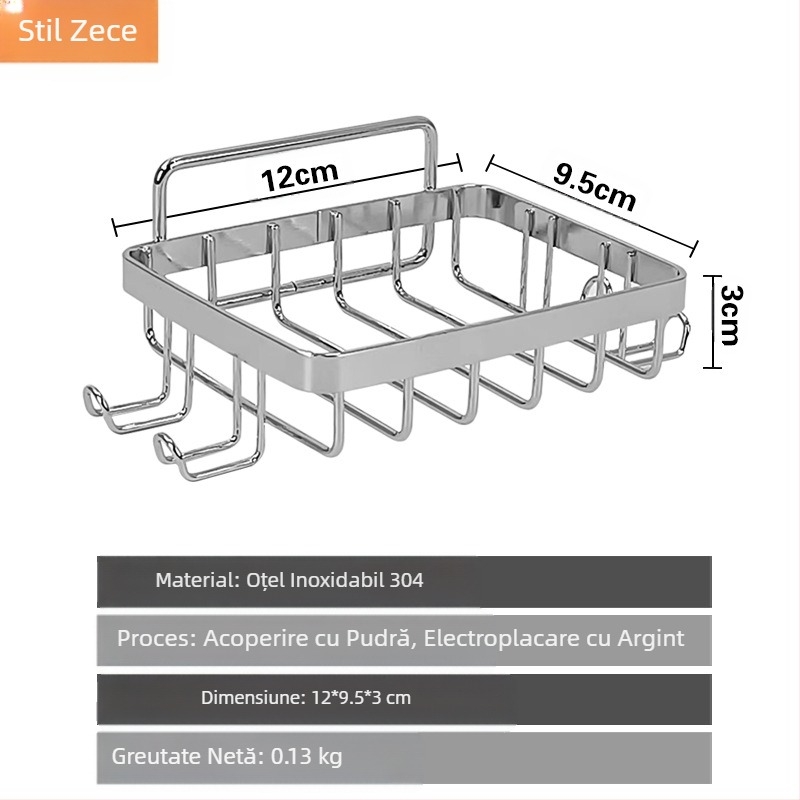 Suport de săpun din oțel inoxidabil 304, fără perforații, tavă fără urme, suport de săpun cu un singur strat, montat pe perete pentru toaletă, livrare directă