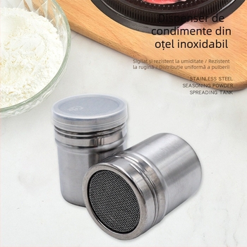 Borcan de pulbere din oțel inoxidabil transfrontalier, sticlă de condimente, sită densă pentru pulbere vrac, sită de cafea, butoi, sticlă de făină pentru copt, sită de zahăr