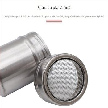 Borcan de pulbere din oțel inoxidabil transfrontalier, sticlă de condimente, sită densă pentru pulbere vrac, sită de cafea, butoi, sticlă de făină pentru copt, sită de zahăr