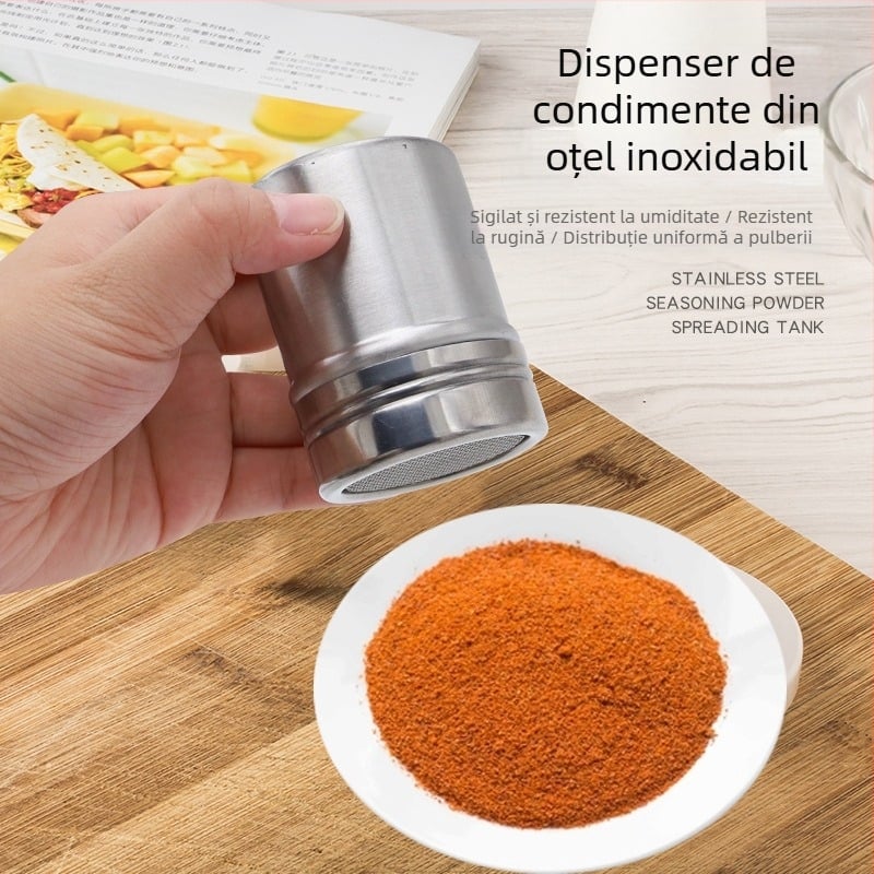 Borcan de pulbere din oțel inoxidabil transfrontalier, sticlă de condimente, sită densă pentru pulbere vrac, sită de cafea, butoi, sticlă de făină pentru copt, sită de zahăr
