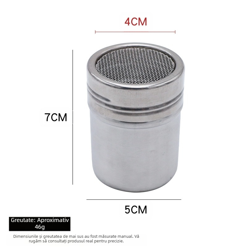 Borcan de pulbere din oțel inoxidabil transfrontalier, sticlă de condimente, sită densă pentru pulbere vrac, sită de cafea, butoi, sticlă de făină pentru copt, sită de zahăr