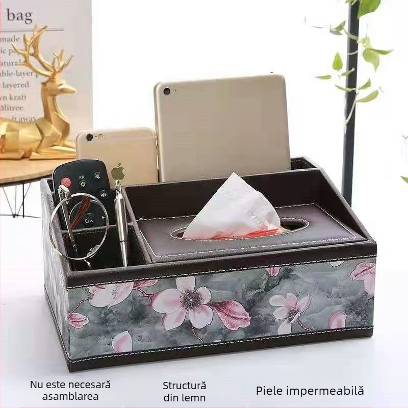 Cutie de hârtie multifuncțională pentru șervețele, cutie de cafea, cu telecomandă pentru sufragerie, cutie de depozitare pentru șervețele de uz casnic, simplu și drăguț