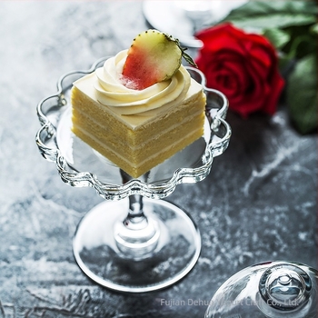 Importate Pasha, farfurie transparentă din sticlă în stil european, Dim Sum, farfurie de patiserie, acasă, creativă, capac înalt pentru tort de desert, dimensiuni mici