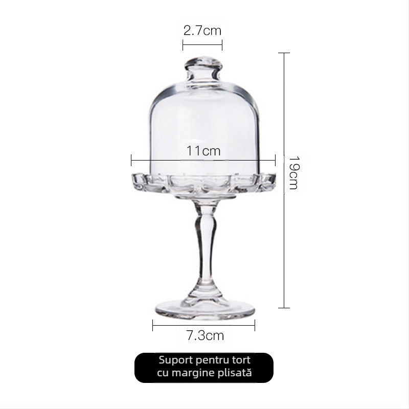 Importate Pasha, farfurie transparentă din sticlă în stil european, Dim Sum, farfurie de patiserie, acasă, creativă, capac înalt pentru tort de desert, dimensiuni mici