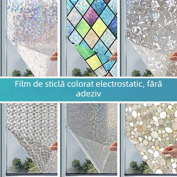 Folie de sticlă colorată, transparentă, opacă, autocolant pentru fereastră, anti-alergare, autocolant de sticlă refractant, explozii transfrontaliere colorate