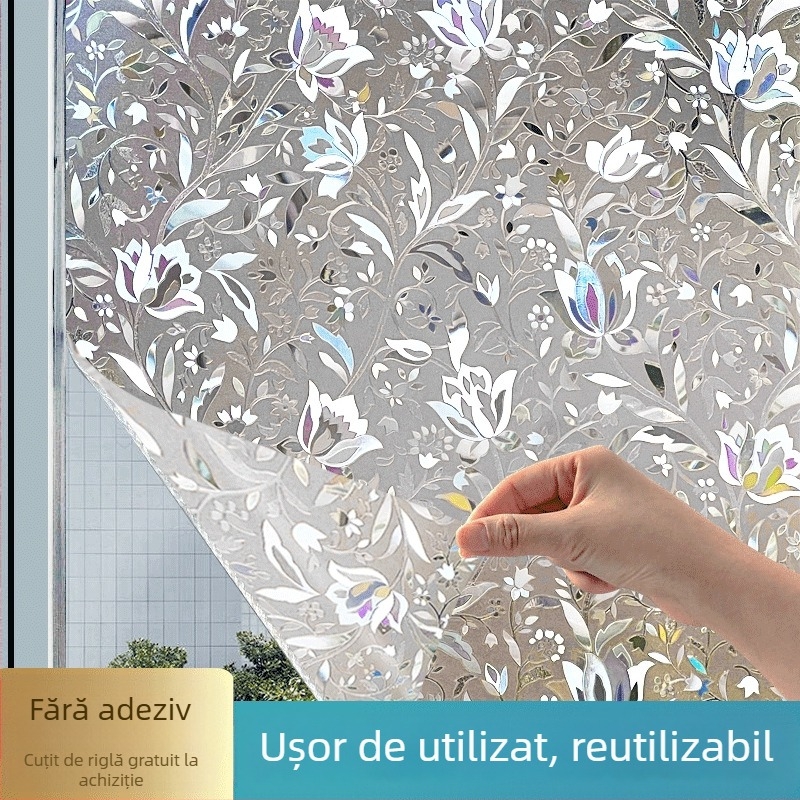 Folie de sticlă colorată, transparentă, opacă, autocolant pentru fereastră, anti-alergare, autocolant de sticlă refractant, explozii transfrontaliere colorate