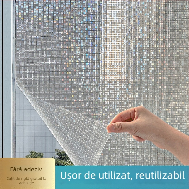 Folie de sticlă colorată, transparentă, opacă, autocolant pentru fereastră, anti-alergare, autocolant de sticlă refractant, explozii transfrontaliere colorate