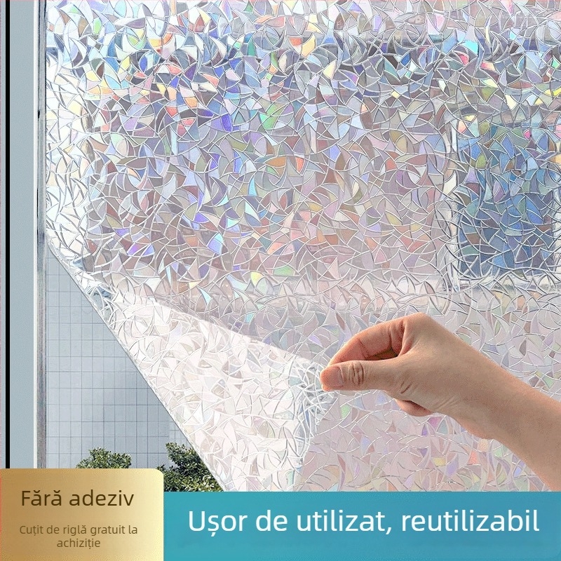 Folie de sticlă colorată, transparentă, opacă, autocolant pentru fereastră, anti-alergare, autocolant de sticlă refractant, explozii transfrontaliere colorate