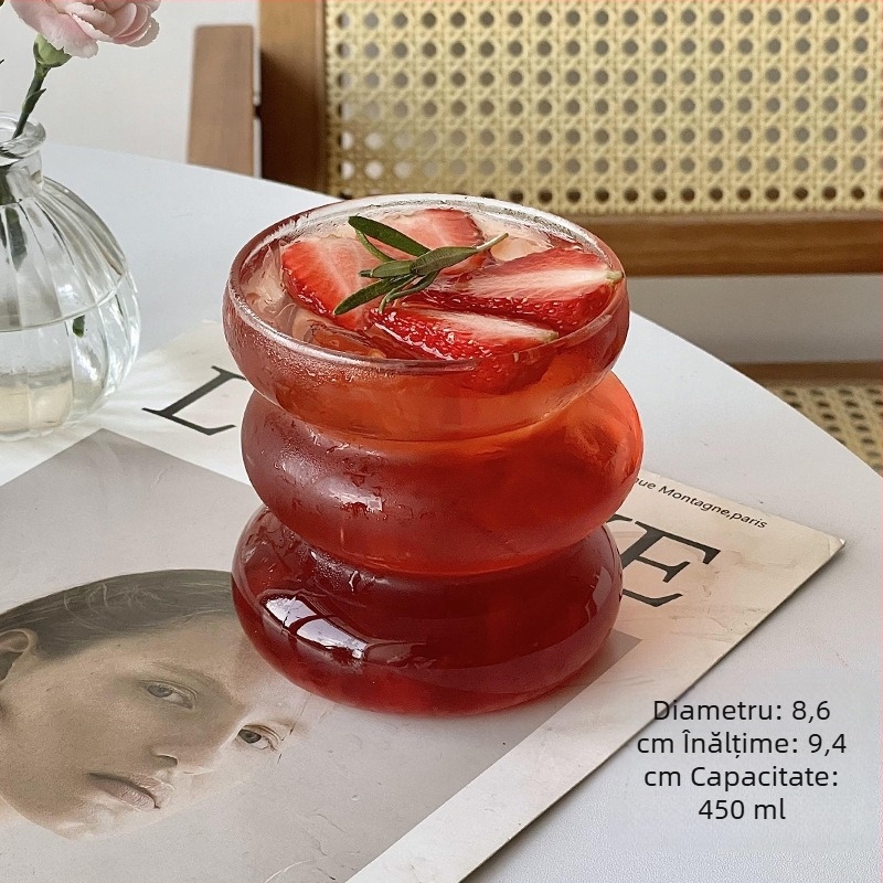 Ceașcă de cafea neregulată cu borosilicat în stil coreean, ceașcă de lapte rezistentă la căldură, ceașcă de băuturi, cerc, în stil coreean