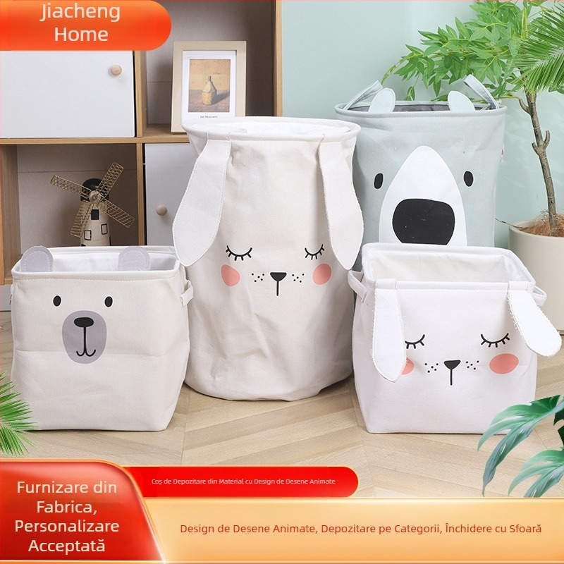 Coș de depozitare din material textil cu desene animate, pachet de uz casnic, coș de haine murdare, sac de depozitare pentru dormitor studențesc, geantă de mutat, jucării, diverse depozitare