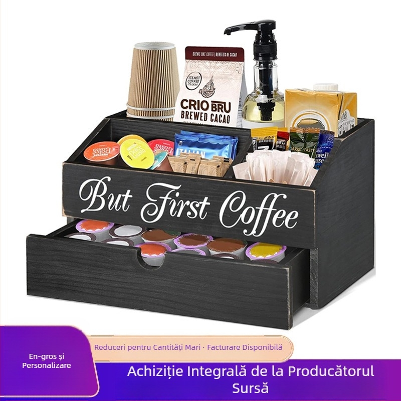 Cutie de depozitare pentru cafea/bar/recepție restaurant/pachet de hârtie/pliculețe de ceai/raft de afișare split, cutie de depozitare pentru gustări/cafea/recepție ...)
