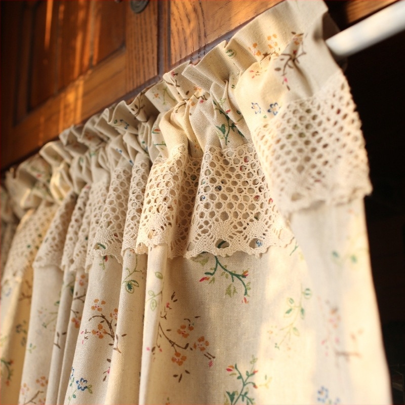 Perdea decorativă cu imprimeu de flori de iarbă, bumbac și in, american, mediteranean, nordic, cu jumătate de perdea pentru ușă, perdea rezistentă la praf, care acoperă perdea