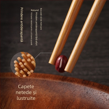 Bețișoare de masă din bambus natural, de înaltă calitate, pentru uz casnic, rezistente la mucegai, antibacteriene, rezistente la temperaturi ridicate, fără vopsea, fără ceară, antiderapante, în cinci culori pentru împărțirea meselor