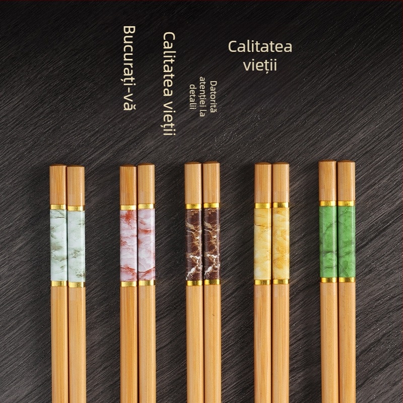 Bețișoare de masă din bambus natural, de înaltă calitate, pentru uz casnic, rezistente la mucegai, antibacteriene, rezistente la temperaturi ridicate, fără vopsea, fără ceară, antiderapante, în cinci culori pentru împărțirea meselor