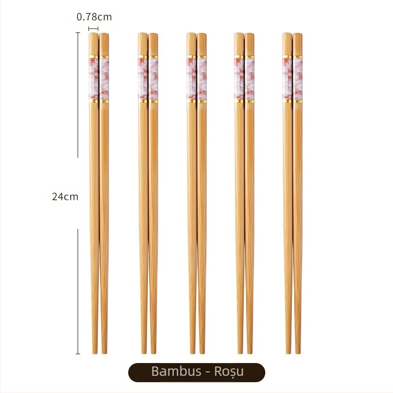 Bețișoare de masă din bambus natural, de înaltă calitate, pentru uz casnic, rezistente la mucegai, antibacteriene, rezistente la temperaturi ridicate, fără vopsea, fără ceară, antiderapante, în cinci culori pentru împărțirea meselor
