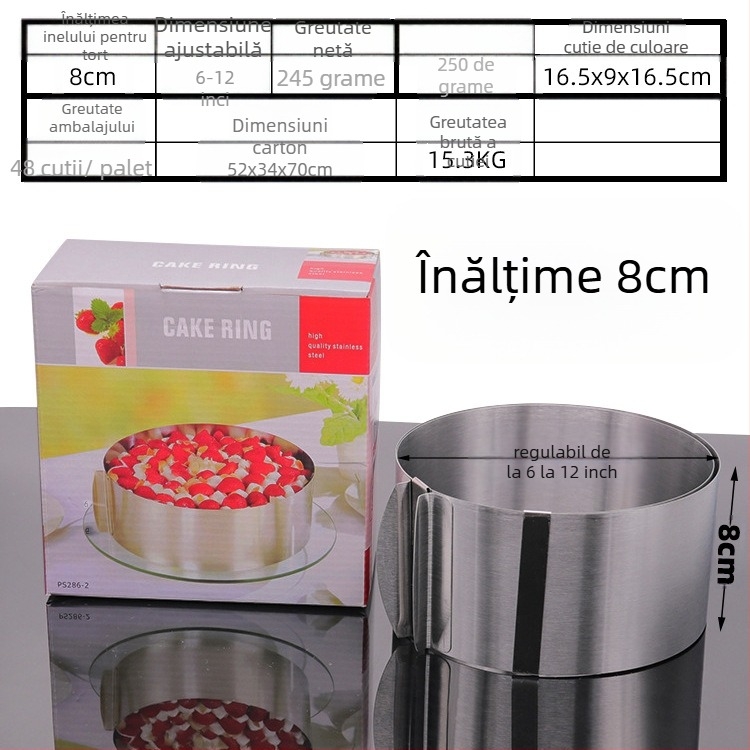 Dacă doriți să găsiți un cerc rotund pentru mousse din oțel inoxidabil, care poate fi ajustat manual, mucegai rotund pentru tort DIY, cu formă inimă în mai multe forme.