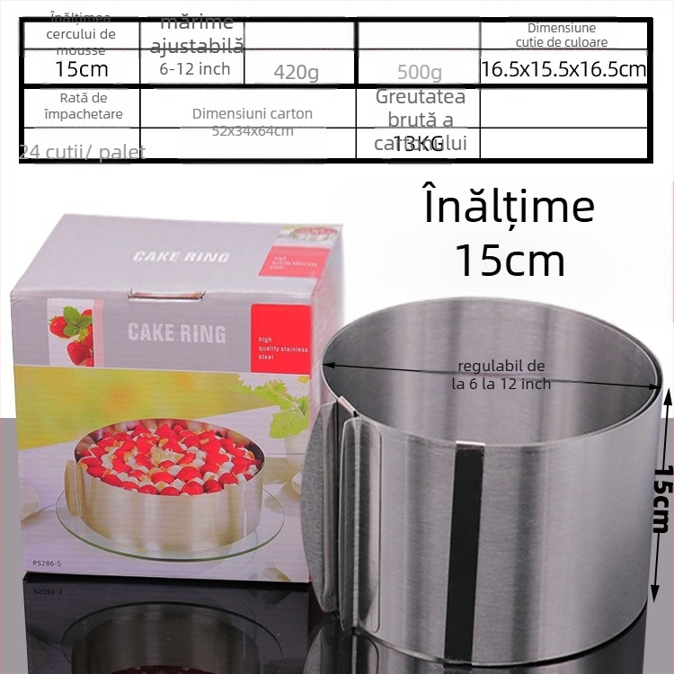 Dacă doriți să găsiți un cerc rotund pentru mousse din oțel inoxidabil, care poate fi ajustat manual, mucegai rotund pentru tort DIY, cu formă inimă în mai multe forme.