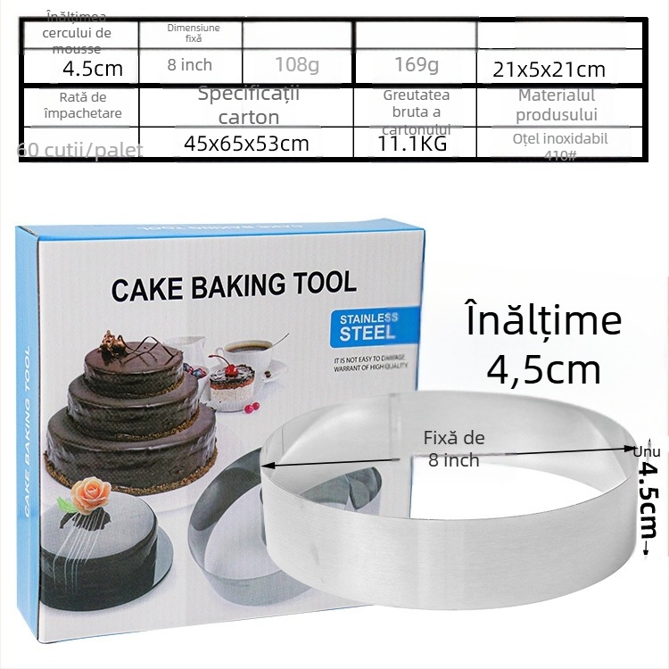Dacă doriți să găsiți un cerc rotund pentru mousse din oțel inoxidabil, care poate fi ajustat manual, mucegai rotund pentru tort DIY, cu formă inimă în mai multe forme.
