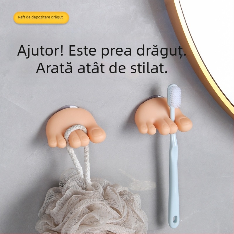 Mică carte roșie degetul mare drăguț ventuză degetele de la picioare suport pentru periuță de dinți Internet celebritate cârlig amuzant personalitate suport pentru periuță de dinți electrică