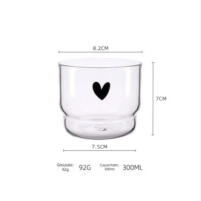 Ins Style Internet Celebrity Cupa de sticlă Creative Cupa de lapte Zâmbitoare Face Love Stivuite Cupa de înaltă frumusețe Valoare Desert Bol mic Cupa de mic dejun