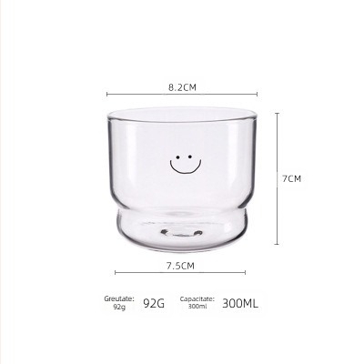 Ins Style Internet Celebrity Cupa de sticlă Creative Cupa de lapte Zâmbitoare Face Love Stivuite Cupa de înaltă frumusețe Valoare Desert Bol mic Cupa de mic dejun