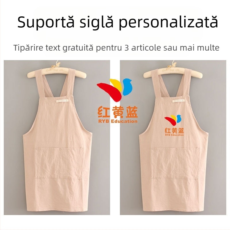 Șorț simplu din pânză, stil nou, bucătărie, gătit, respirabil, rezistent la ulei, talie pentru femei, haine de lucru florale