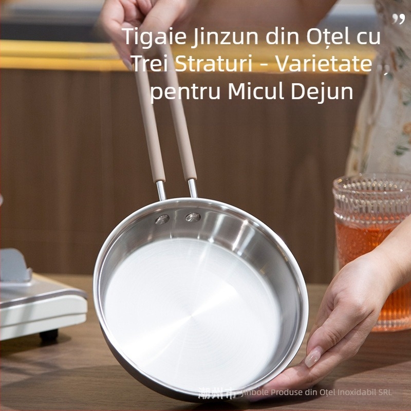 Tigaie din oțel inoxidabil multifuncțională pentru friptură, tigaie pentru ouă prăjite, o singură oală, tigaie de gătit multifuncțională