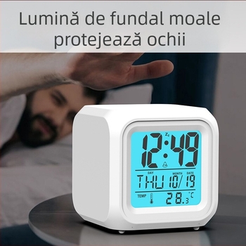 Ceas deșteptător electronic cu LED-uri luminoase, cu funcție de schimbare a culorilor, cu funcție de alarmă ...