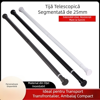 25 mm din oțel inoxidabil, fără perforații, perdea de duș, tijă telescopică multifuncțională, perdea de baie, tijă de suport pentru perdea de duș