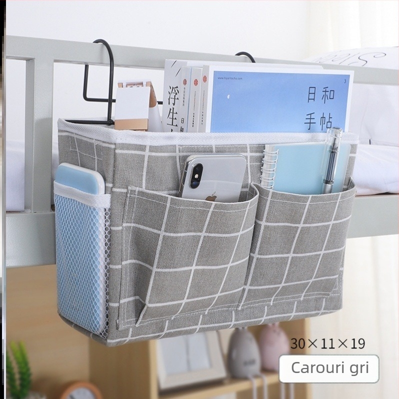 Coș agățat multifuncțional pentru pat, aranjament de depozitare, geantă de dormitor universitar, noptieră, material textil, coș agățat, diverse articole