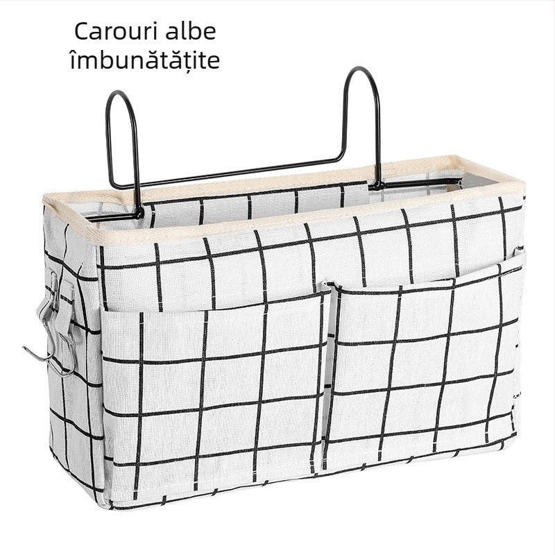 Coș agățat multifuncțional pentru pat, aranjament de depozitare, geantă de dormitor universitar, noptieră, material textil, coș agățat, diverse articole