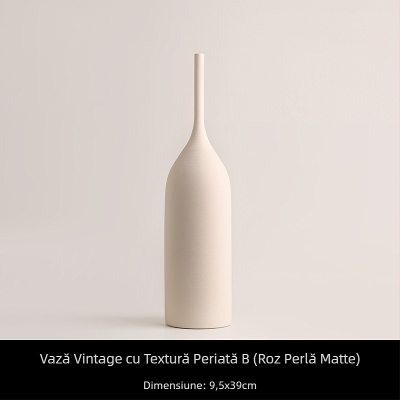 Behanmei Vază ceramică cu textură periată retro europeană și americană, culoare Morandi, uscată, moale, cameră de probă, ornamente nordice