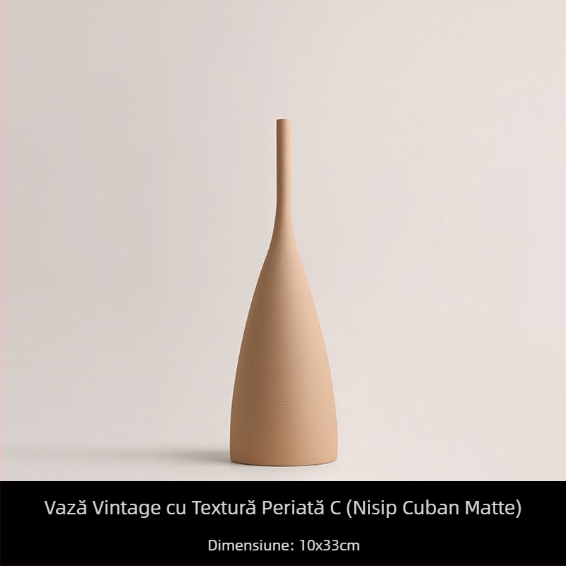 Behanmei Vază ceramică cu textură periată retro europeană și americană, culoare Morandi, uscată, moale, cameră de probă, ornamente nordice