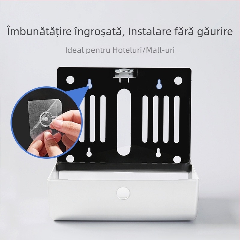 Cutie pentru prosoape de mână, montată pe perete, fără perforații, pentru toaletă hotelieră, comercială, pentru uscarea mâinilor, suport pentru șervețele, impermeabil, pentru bucătărie