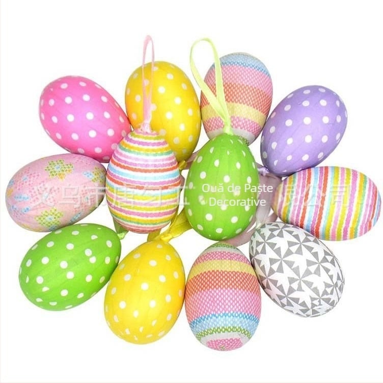 5 * 7cm Paște spumă hârtie colorată ou 12 vacanță agățat ou coajă Shang Super petrecere decorare jucărie