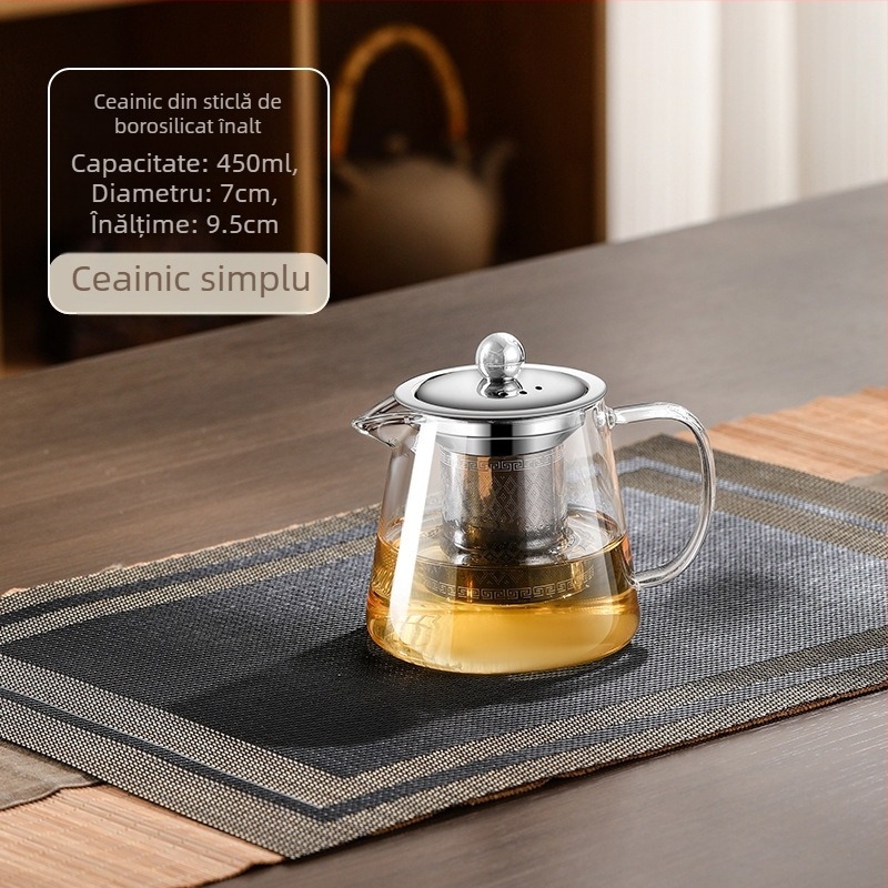 Ceainic din sticlă rezistent la temperaturi înalte, filtru de ceai, ceainic, separare apă, ceainic, set de ceai, potrivit pentru cuptor, ceainic de fierbere cu aragaz electric din ceramică