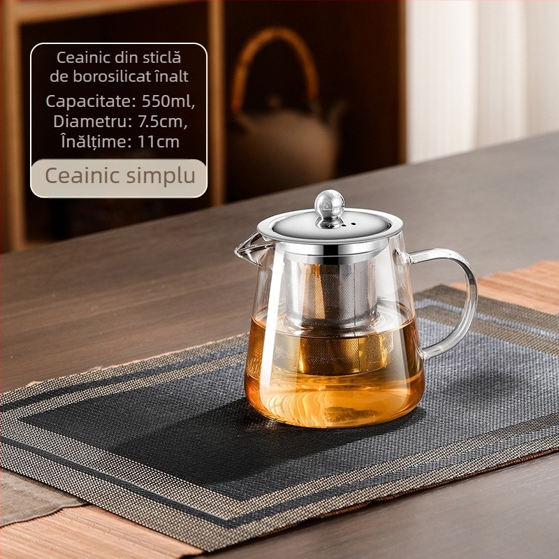 Ceainic din sticlă rezistent la temperaturi înalte, filtru de ceai, ceainic, separare apă, ceainic, set de ceai, potrivit pentru cuptor, ceainic de fierbere cu aragaz electric din ceramică