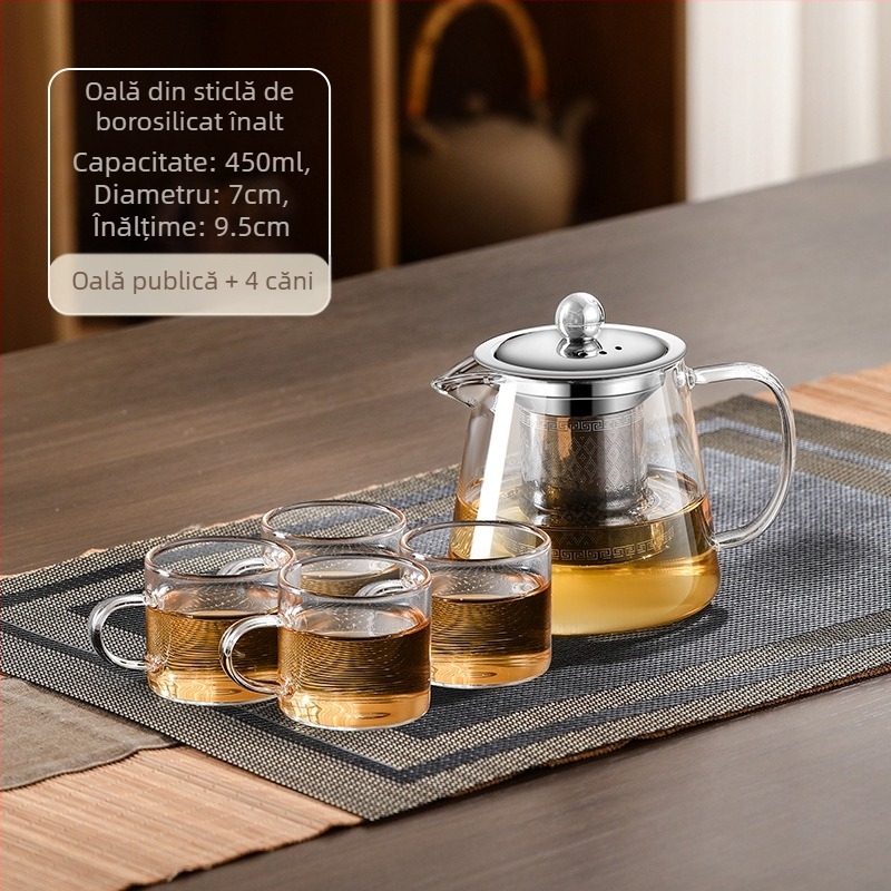 Ceainic din sticlă rezistent la temperaturi înalte, filtru de ceai, ceainic, separare apă, ceainic, set de ceai, potrivit pentru cuptor, ceainic de fierbere cu aragaz electric din ceramică