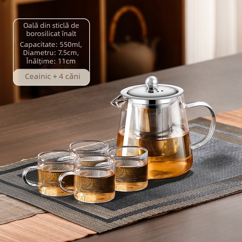 Ceainic din sticlă rezistent la temperaturi înalte, filtru de ceai, ceainic, separare apă, ceainic, set de ceai, potrivit pentru cuptor, ceainic de fierbere cu aragaz electric din ceramică