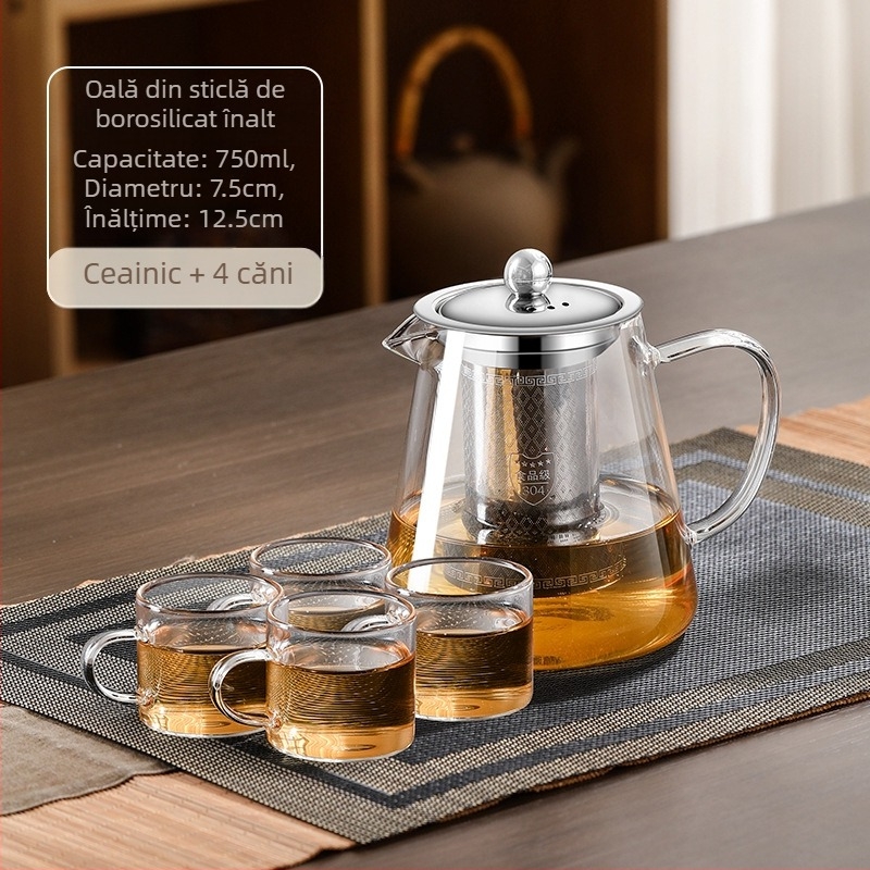 Ceainic din sticlă rezistent la temperaturi înalte, filtru de ceai, ceainic, separare apă, ceainic, set de ceai, potrivit pentru cuptor, ceainic de fierbere cu aragaz electric din ceramică