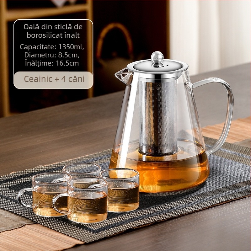 Ceainic din sticlă rezistent la temperaturi înalte, filtru de ceai, ceainic, separare apă, ceainic, set de ceai, potrivit pentru cuptor, ceainic de fierbere cu aragaz electric din ceramică
